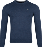 Classic Cotton Crew - Dark Jeansblue Melange